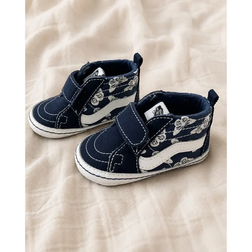 Vans Sk8-Hi Crib Infant 4 Navy Butterfly Baby High Top Sneakers Shoes